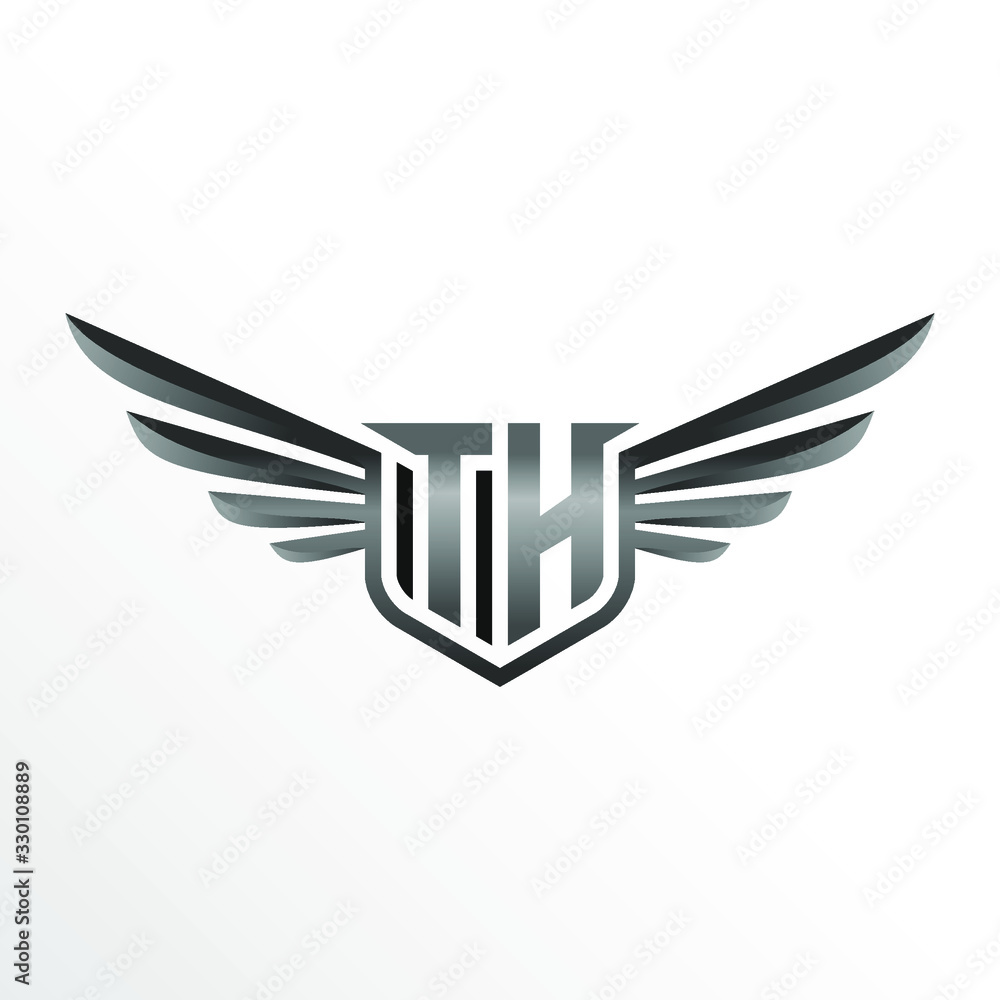 Initial Letter TH with Wings Initial Letter TH with Wings