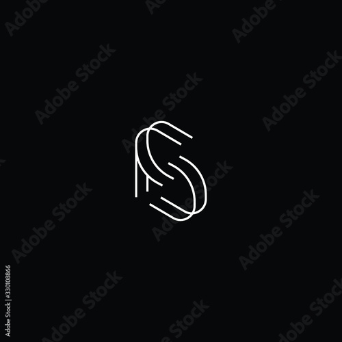  Minimal elegant monogram art logo. Outstanding professional trendy awesome artistic S SS SP PS initial based Alphabet icon logo. Premium Business logo White color on black background