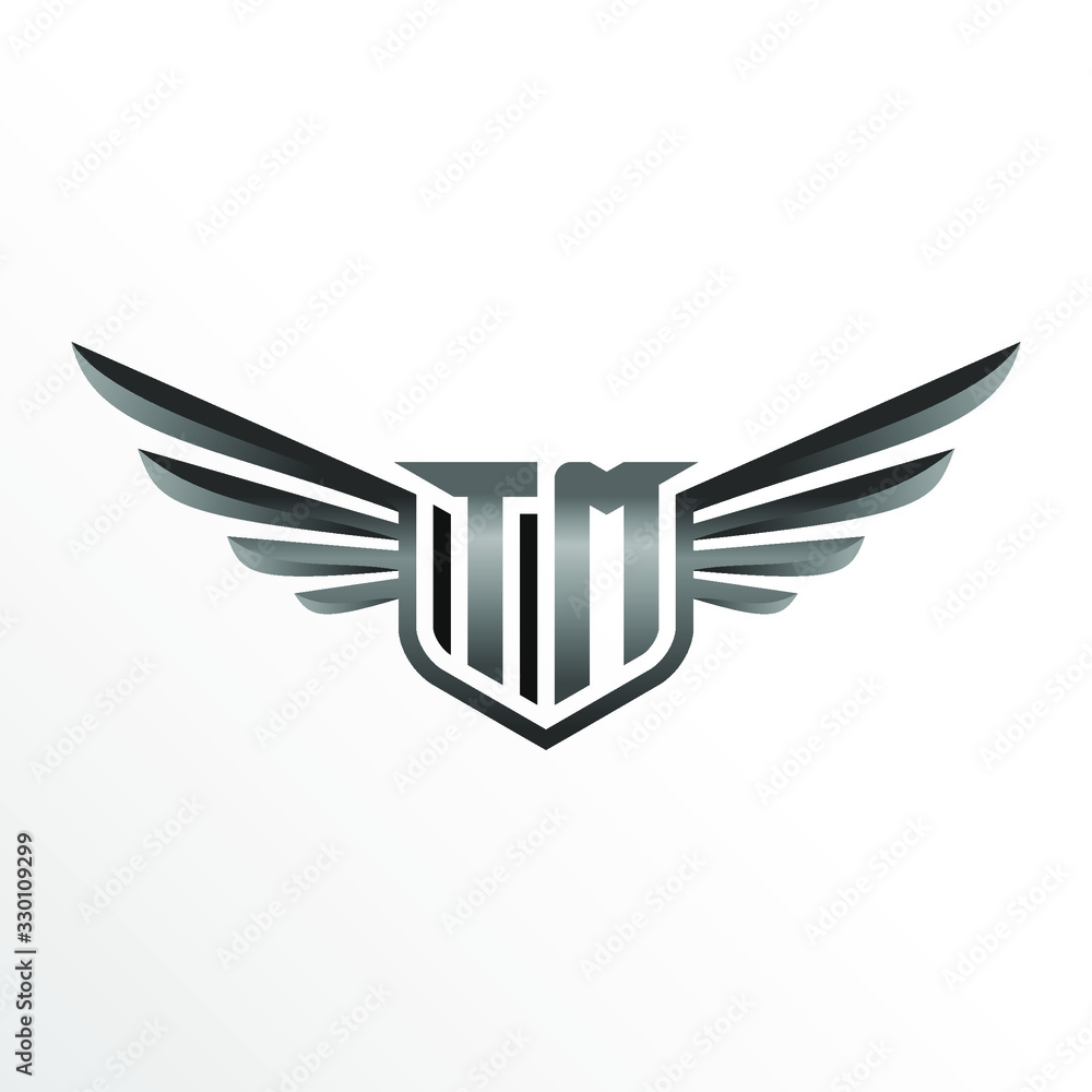 Initial Letter TM with Wings