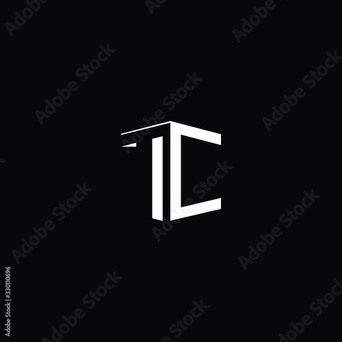  Minimal elegant monogram art logo. Outstanding professional trendy awesome artistic 3D TC CT initial based Alphabet icon logo. Premium Business logo White color on black background