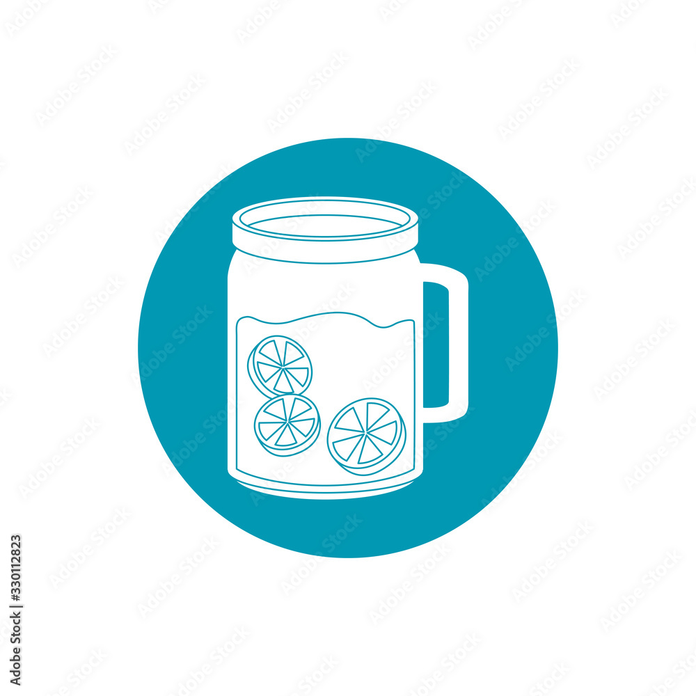 drinks glass mug juice with slices lemonblue block style icon drinks glass mug juice with slices lemonblue block style icon
