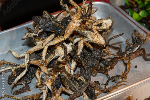 Fried frogs for sale in Thailand