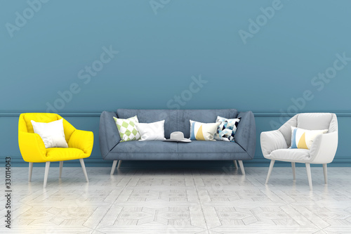 3d render sofa front of the wall