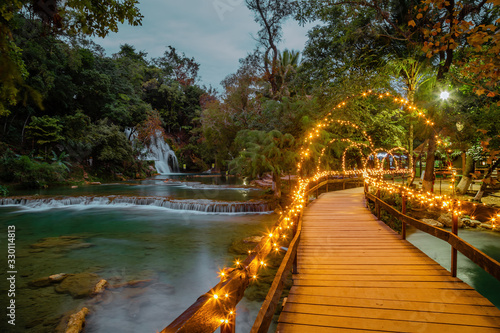 sunset in the river beautiful Waterfalls of Tamasopo san luis potosi mexico photo