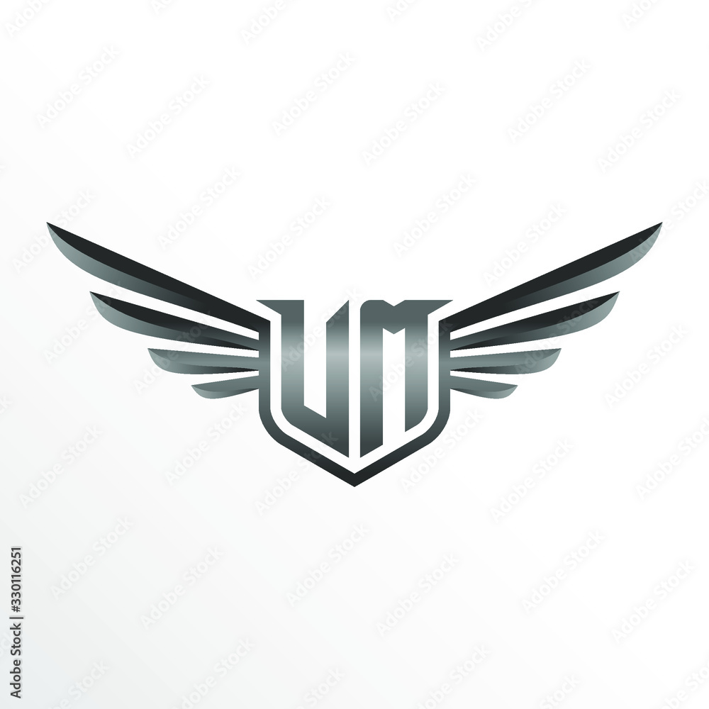 Initial Letter VM with Wings Initial Letter VM with Wings