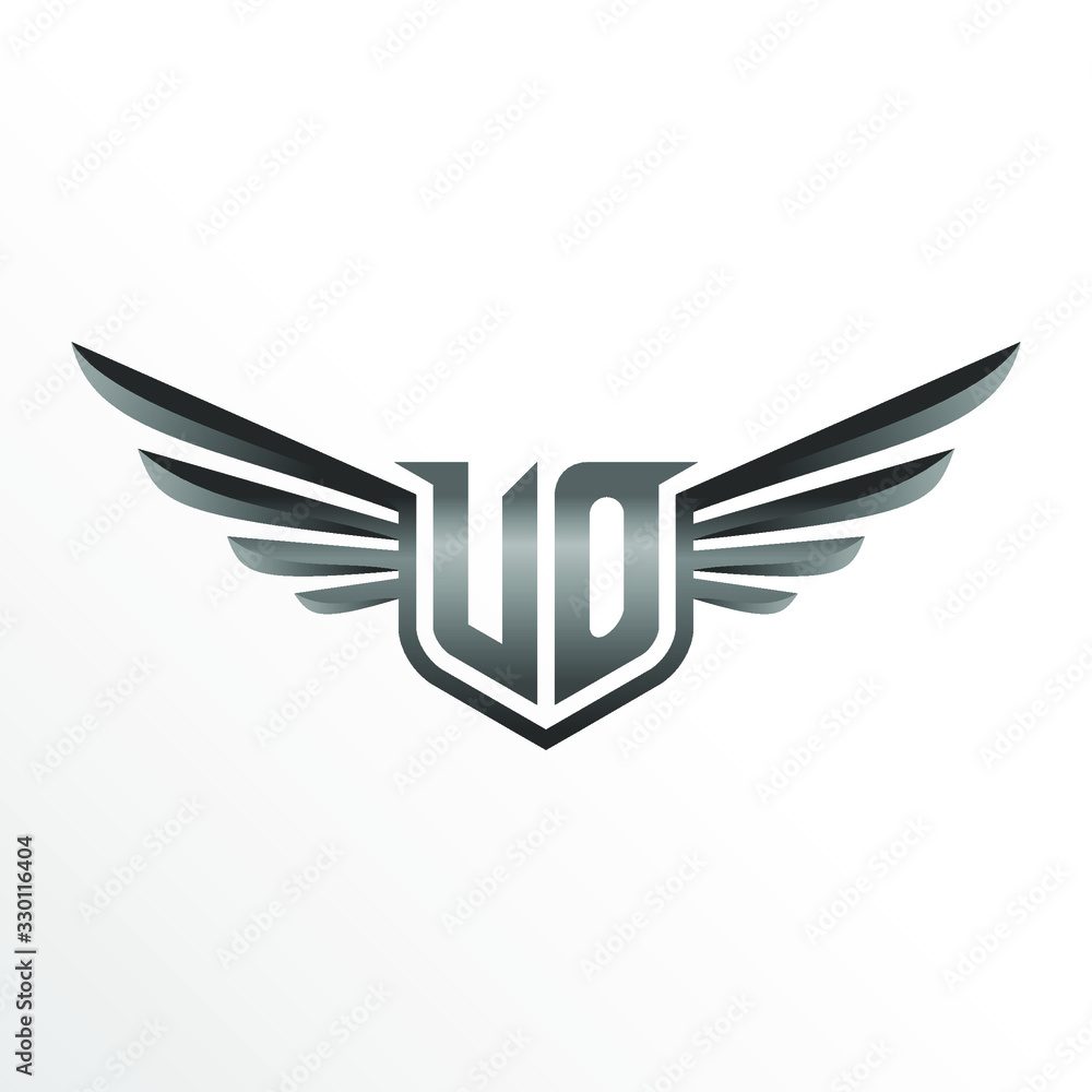 Fototapeta premium Initial Letter VO with Wings