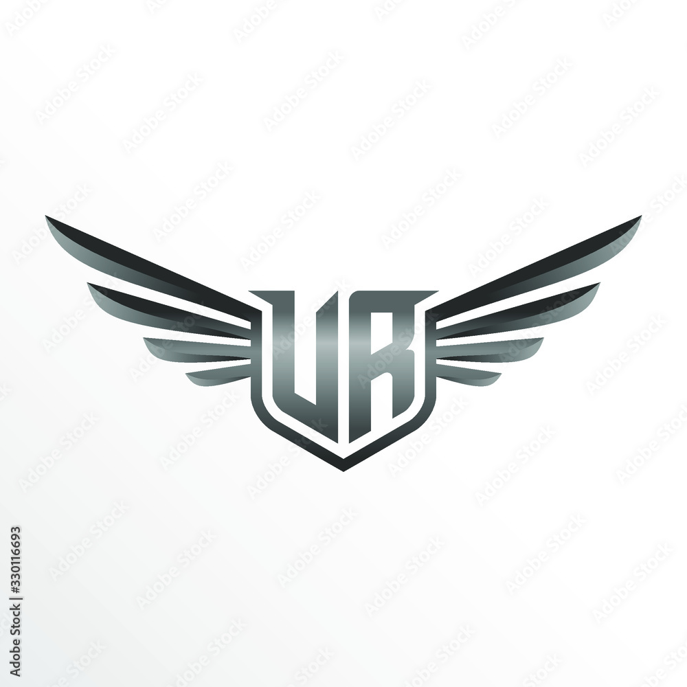 Initial Letter VR with Wings Initial Letter VR with Wings