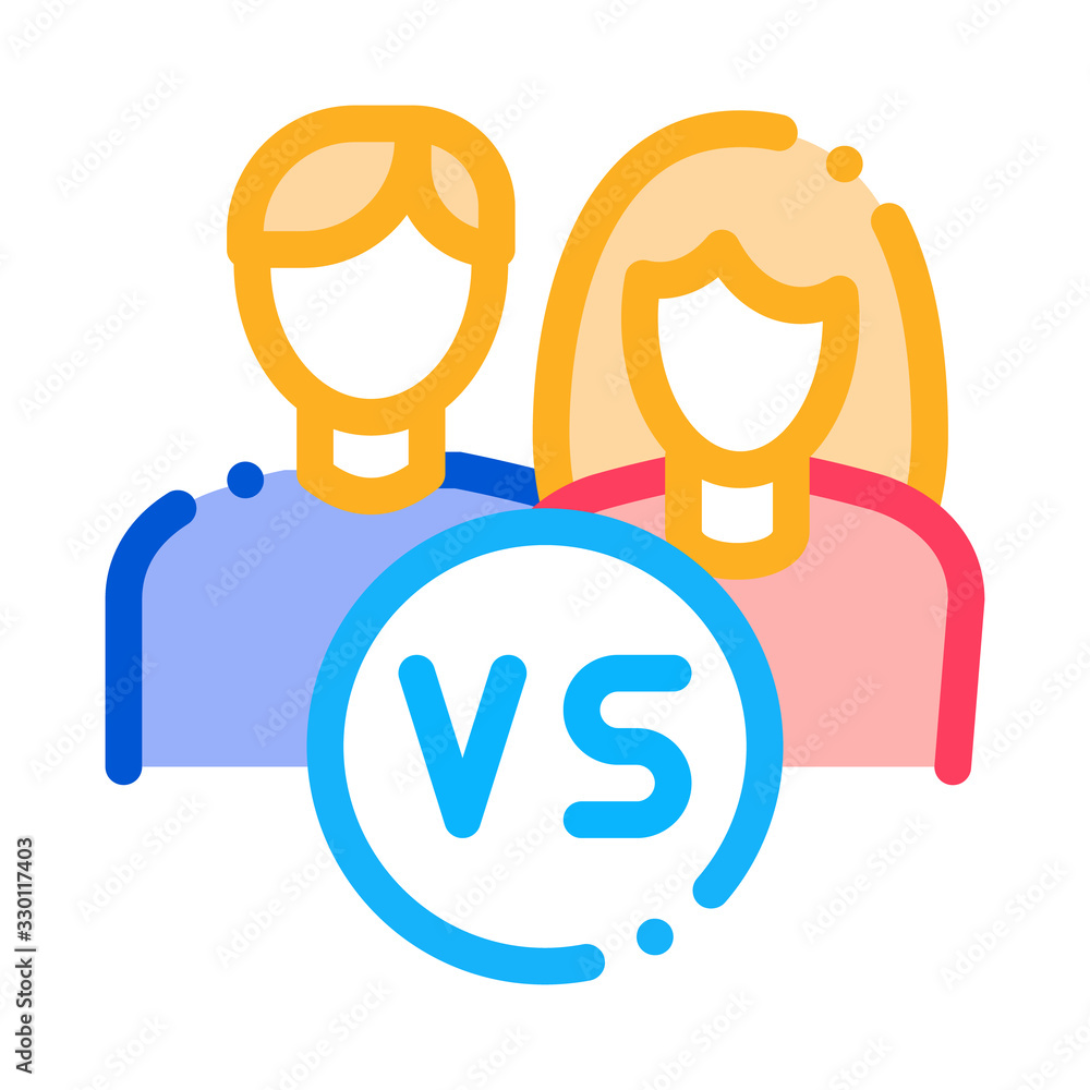 Gender Battle Icon Vector. Outline Gender Battle Sign. Color Isolated Contour Symbol Illustration Gender Battle Icon Vector. Outline Gender Battle Sign. Color Isolated Contour Symbol Illustration