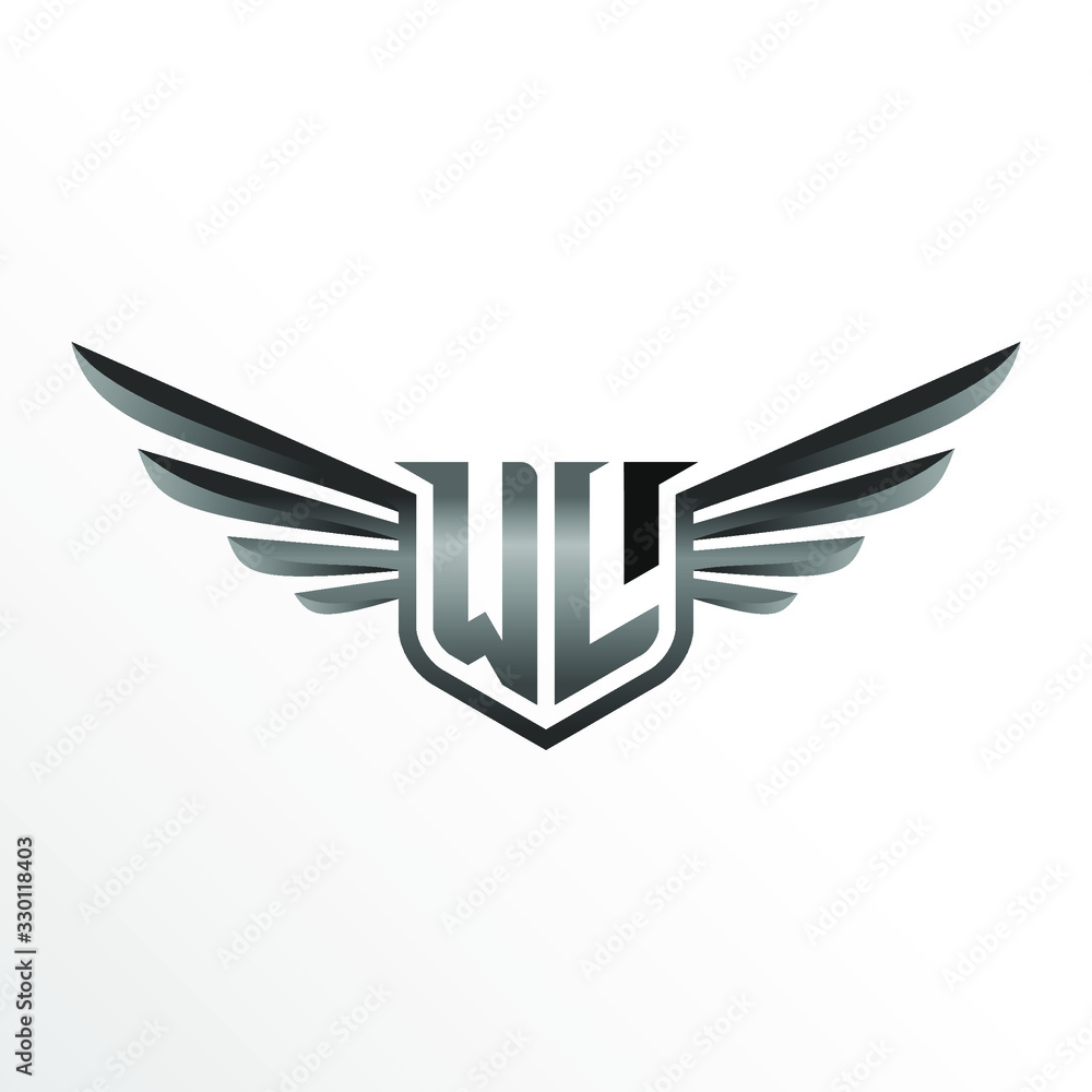 Initial Letter WL with Wings Initial Letter WL with Wings