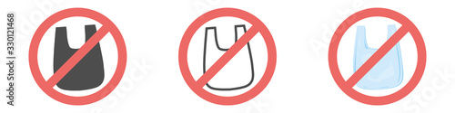 No plastic bag icon. Set Vector illustration flat design isolated on white background. Icon