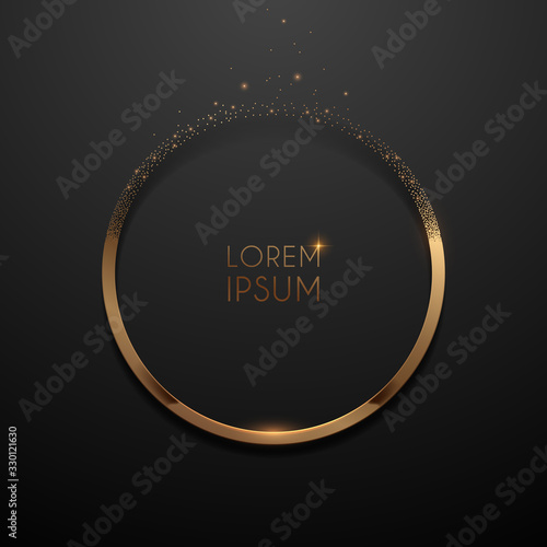 Gold ring with dots on black background
