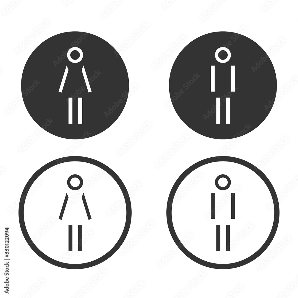 Vector man and woman icons, toilet sign, restroom icon, minimal style, pictogram Vector man and woman icons, toilet sign, restroom icon, minimal style, pictogram