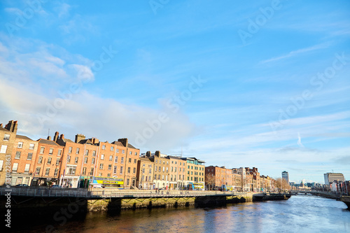 A view along the quays in Dublin City, Ireland