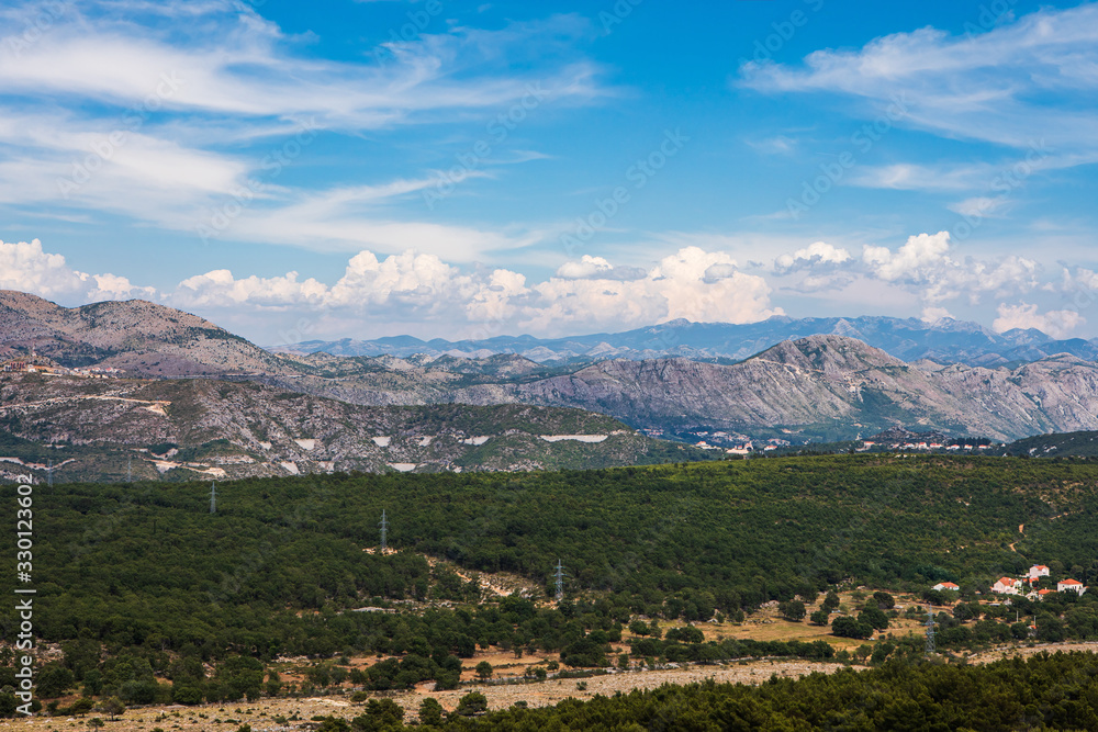 Croatian landscape with mountainpeaks