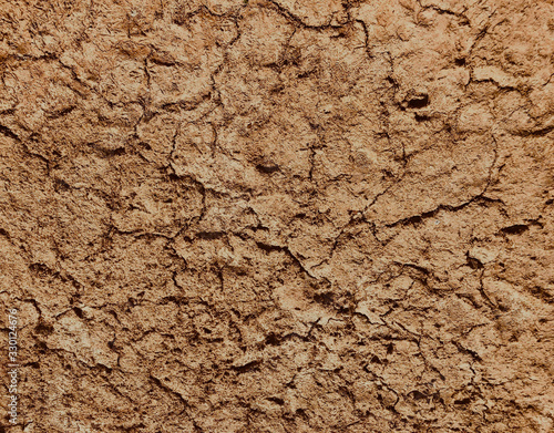 Brown dry soil background At the top view,Soil cracks desert sands water evaporation stagnation and global warming large cracks in clay soil due to water evaporation
