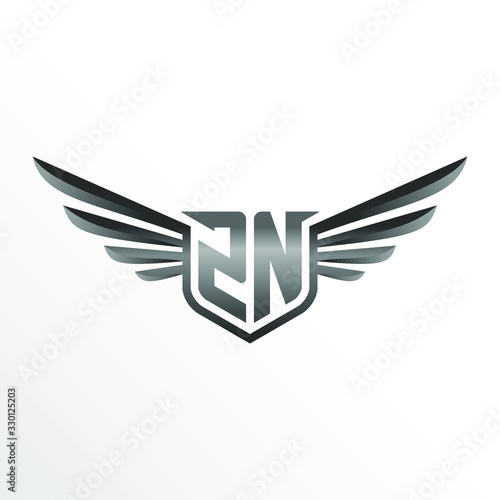 Initial Letter ZN with Wings