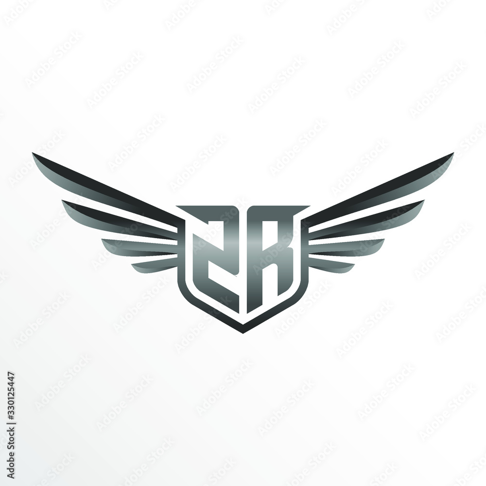 Initial Letter ZR with Wings Initial Letter ZR with Wings