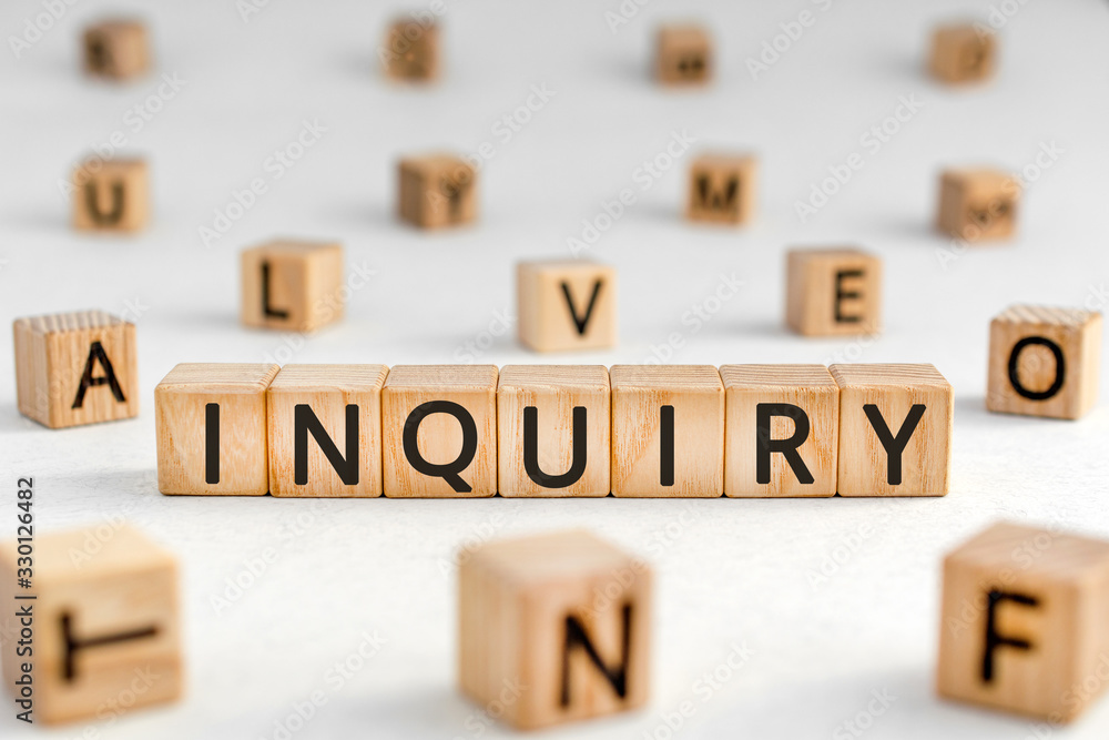 Inquiry - word from wooden blocks with letters, asking for information ...