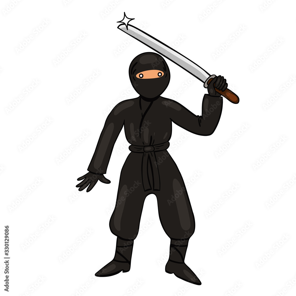 Ninja with katana isolate on a white background. Vector graphics. Ninja with katana isolate on a white background. Vector graphics.