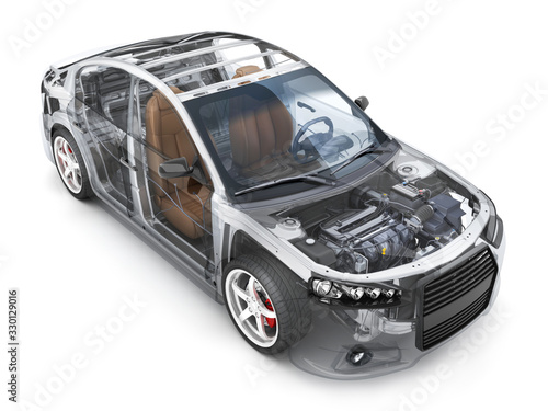Transparent body car and interior parts photo
