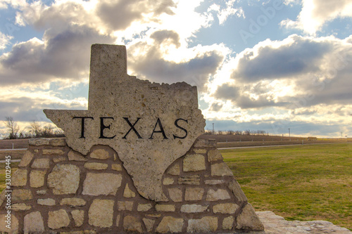 Принти на полотні Texas sign at the Texas Welcome Center outside of Amarillo.