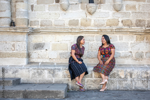 mayan ladies in Panajachel, Guatemala photo