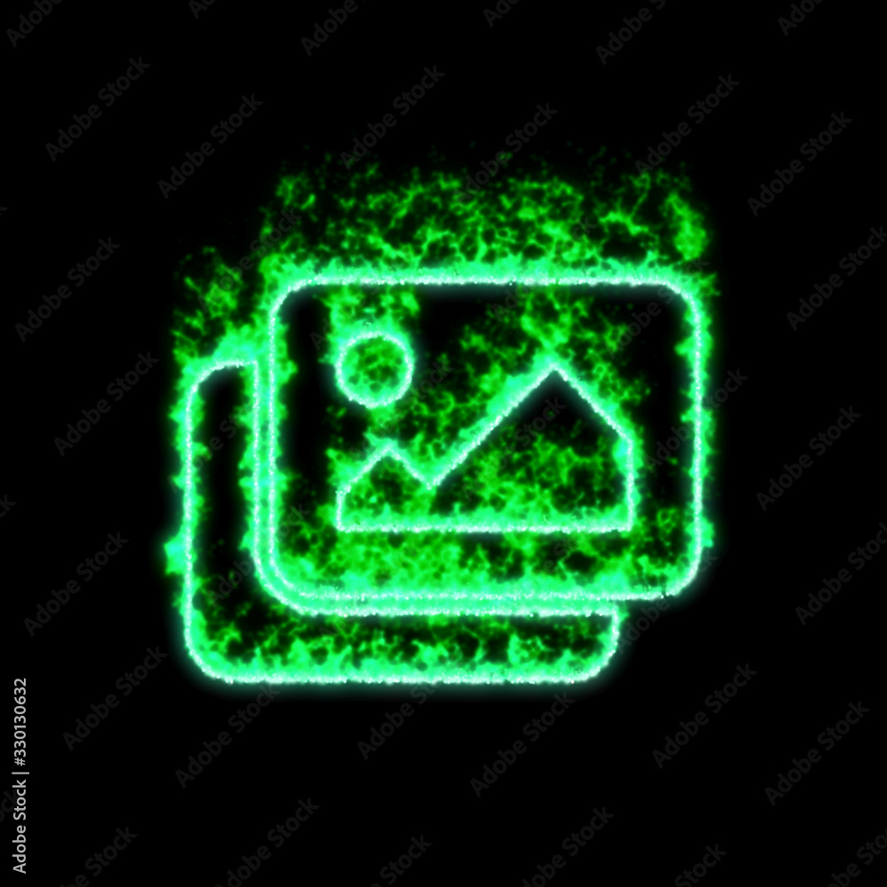 The symbol pictures burns in green fire The symbol pictures burns in green fire