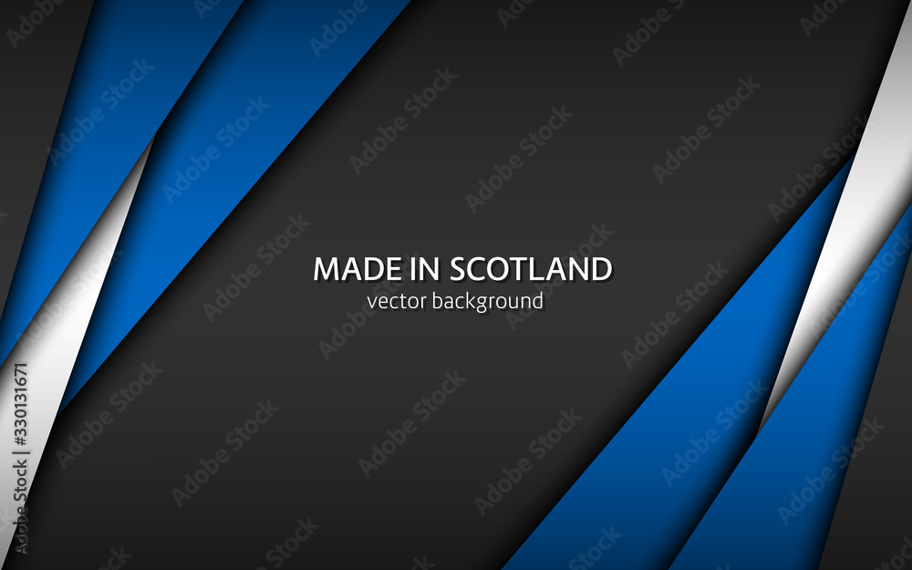 Fototapeta premium Made in Scotland, modern vector background with Scottish colors, overlayed sheets of paper in Scottish colors, abstract widescreen background