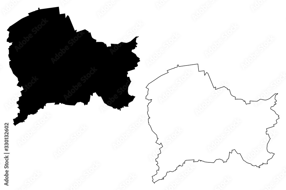 Paderborn City (Federal Republic of Germany, North Rhine-Westphalia) map vector illustration, scribble sketch City of Paderborn map