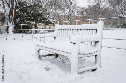 Seat Covered in Snow