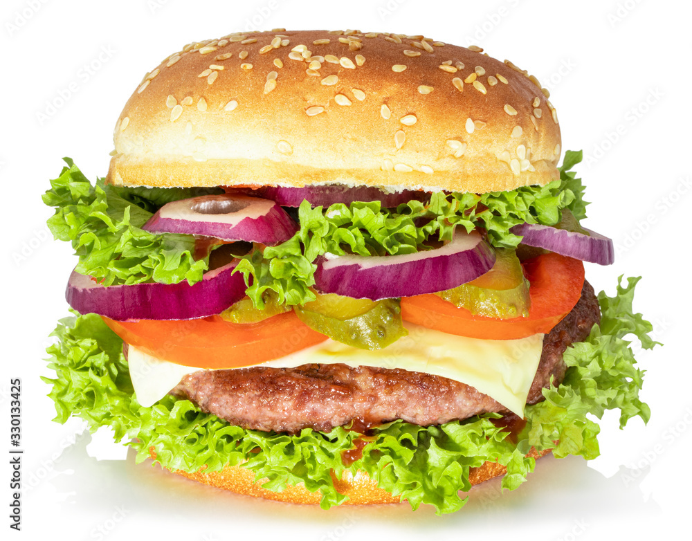 fresh tasty burger isolated on white background fresh tasty burger isolated on white background