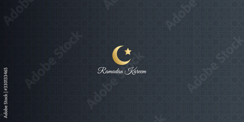 Luxury geometrical shape ornament decoration with gold black arabian pattern. Black gold gradient modern background and calligraphy for ramadan kareem 