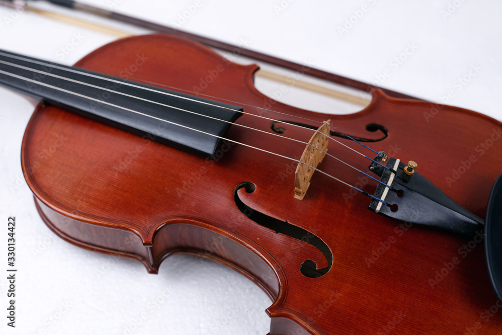 Violin put on background,show front side of stringed instrument Violin put on background,show front side of stringed instrument