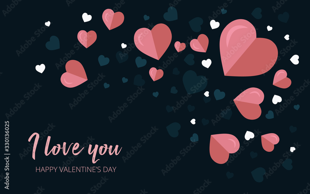 Pink hearts pattern with I Love You text, Love banner background - Vector Illustration