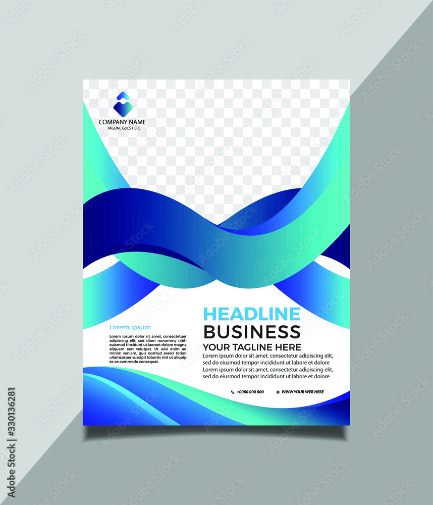 Fototapeta premium Blue wave flyer design vector