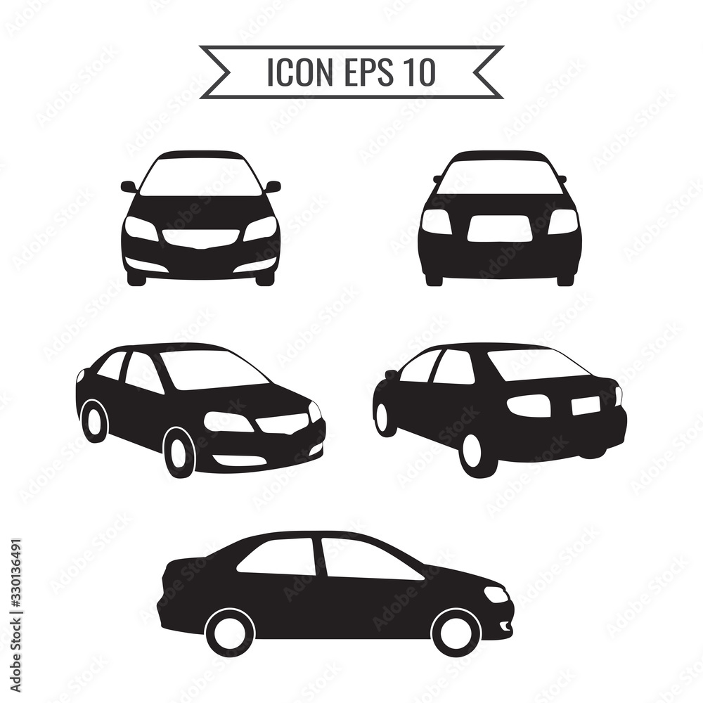 Car icon set isolated on the white background. Ready to apply to your design. Vector illustration.