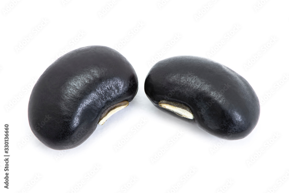 Black bean isolated on white background.