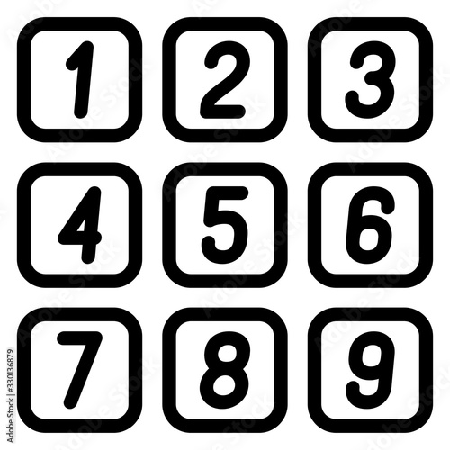 Numbers in squares on a white background.