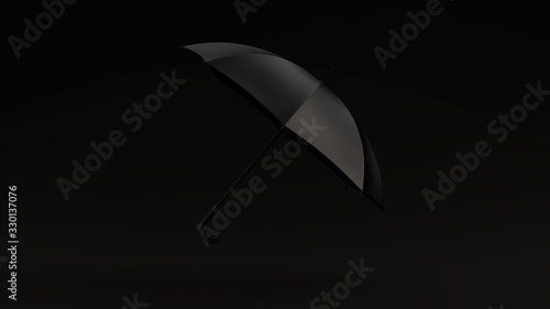 Black Umbrella Black Background 3d illustration 3d render	