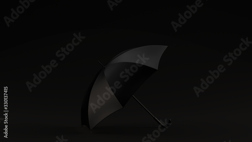 Black Umbrella Black Background 3d illustration 3d render 