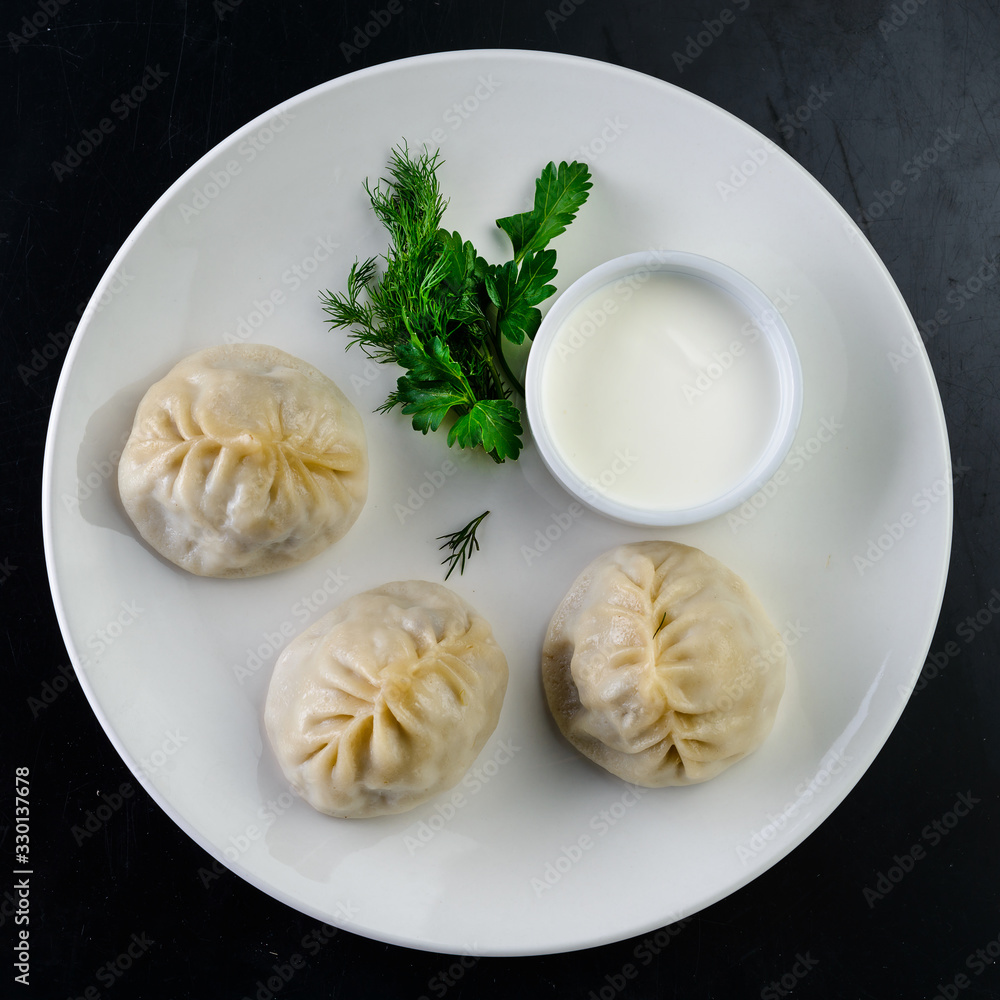 manti large dumplings closeup manti large dumplings closeup