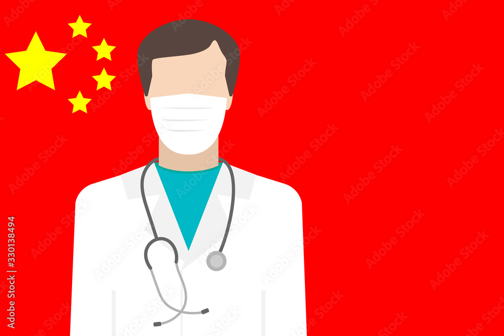 Fototapeta premium young doctor with stethoscope and mask
