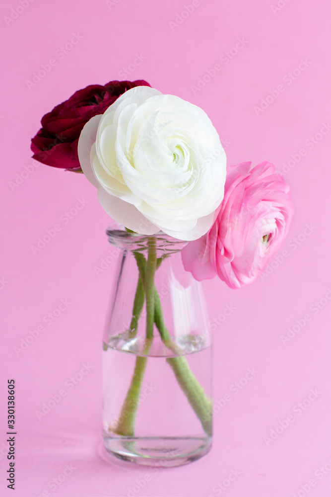 Spring composition with flowers in a glass jar Spring composition with flowers in a glass jar