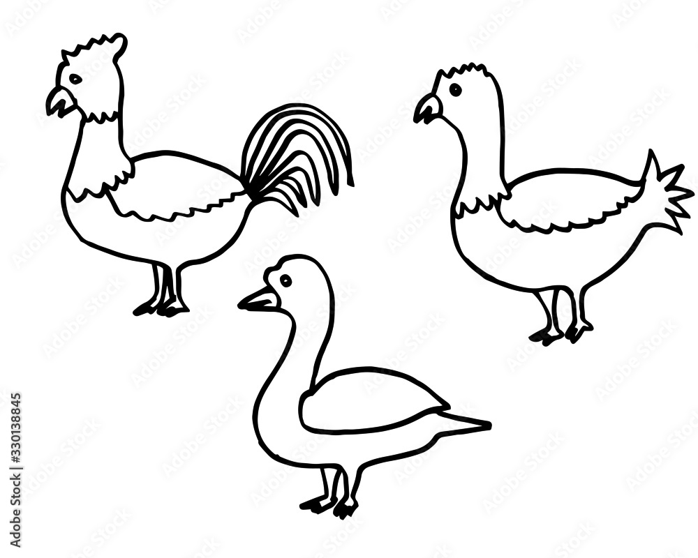 Set of funny birds. Kids vector illustration in doodle style. Set of funny birds. Kids vector illustration in doodle style.