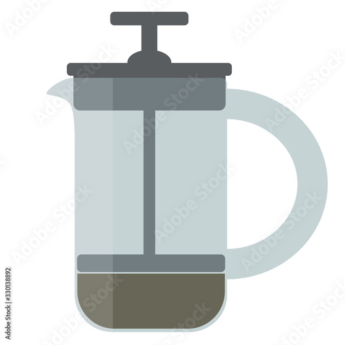 Coffee french press.Vector cartoon illustration isolated on white background.