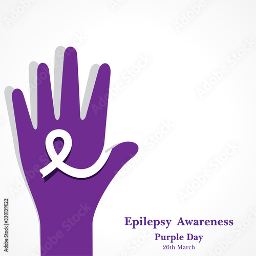 World epilepsy day (Purple day) - Epilepsy Awareness-26 march. Purple ribbon.