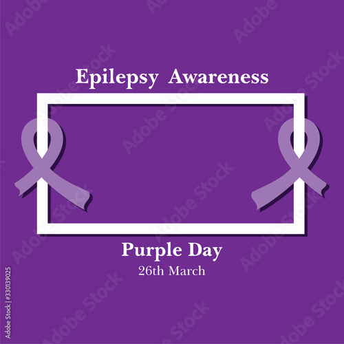 World epilepsy day (Purple day) - Epilepsy Awareness-26 march. Purple ribbon.