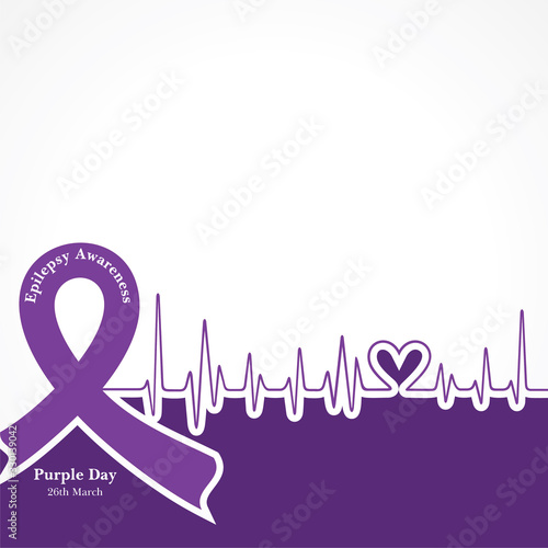 World epilepsy day (Purple day) - Epilepsy Awareness-26 march. Purple ribbon.