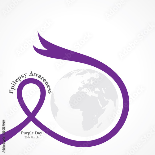 World epilepsy day (Purple day) - Epilepsy Awareness-26 march. Purple ribbon.