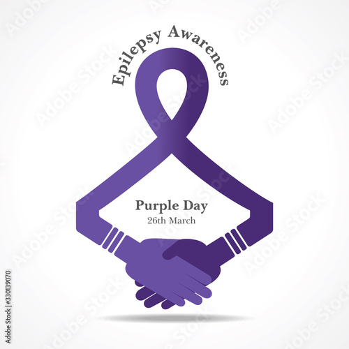 World epilepsy day (Purple day) - Epilepsy Awareness-26 march. Purple ribbon.